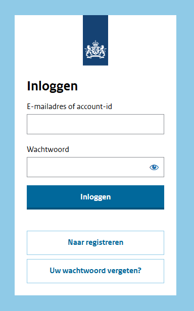 Screenshot van het inlogscherm. Bedoeld als verduidelijking van de tekst.